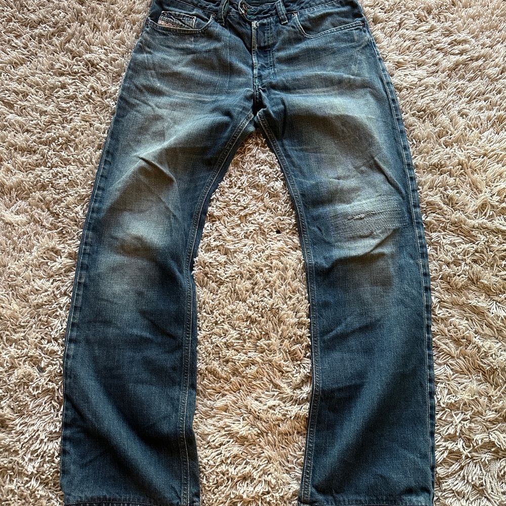 Diesel Bootcut Distressed Blue Jeans